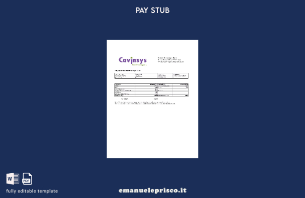 modello di busta paga India Cavinsys Technologies Pvt Ltd stile verificato